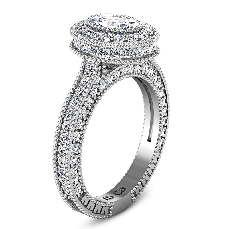 Halo Oval Diamond Engagement Ring Hannah 14K White Gold