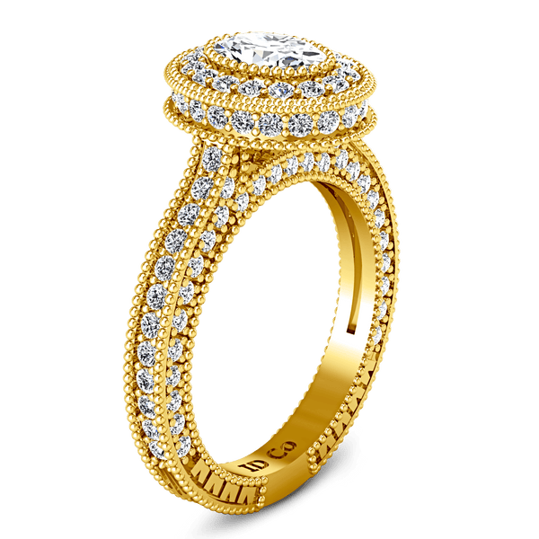 Halo Diamond Oval Engagement Ring Hannah 14K Yellow Gold