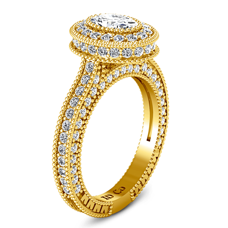Halo Diamond Oval Engagement Ring Hannah 14K Yellow Gold