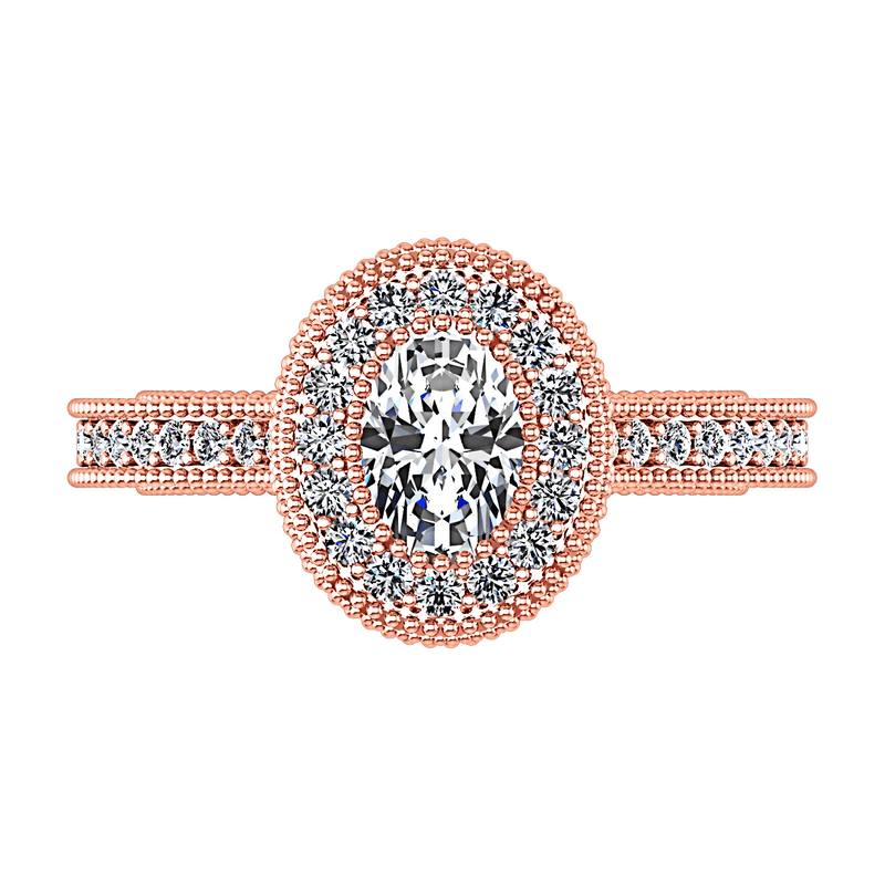 Halo Diamond Oval Engagement Ring Hannah 14K Rose Gold