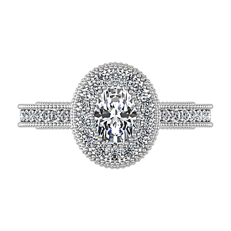 Halo Oval Diamond Engagement Ring Hannah 14K White Gold