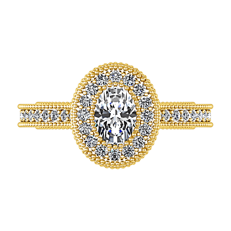 Halo Diamond Oval Engagement Ring Hannah 14K Yellow Gold