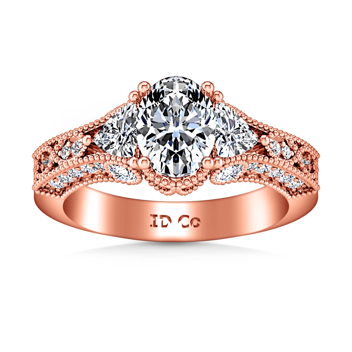 Pave Diamond Engagement Ring Heritage 14K Rose Gold