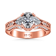 Pave Diamond Engagement Ring Heritage 14K Rose Gold