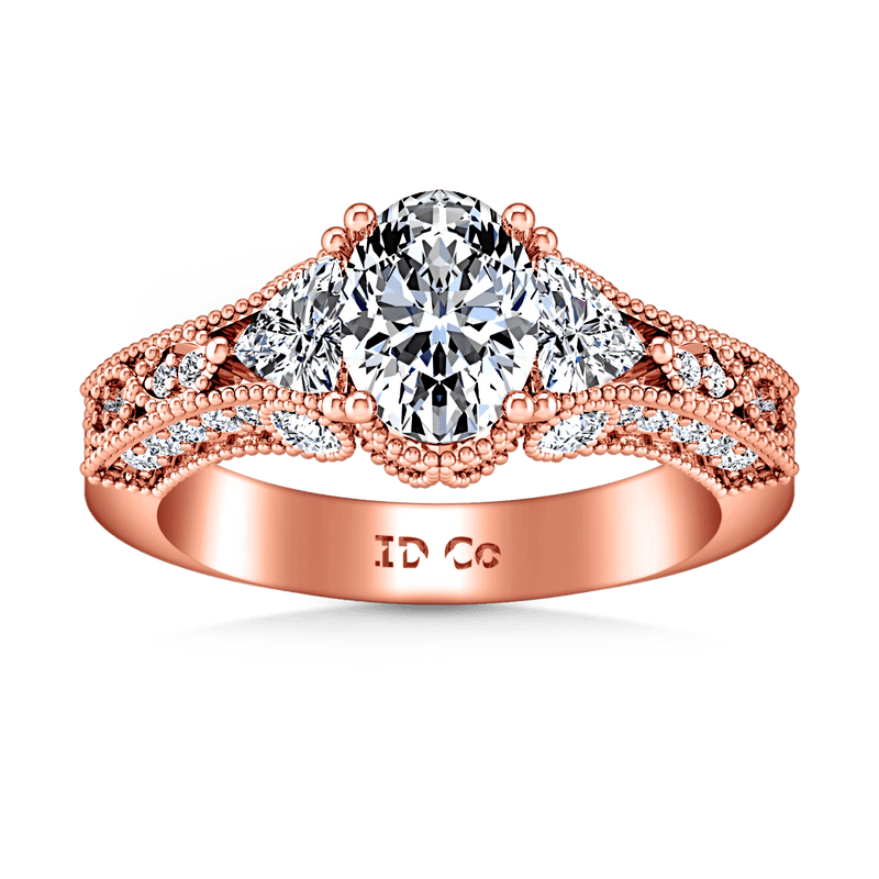 Pave Diamond Engagement Ring Heritage 14K Rose Gold