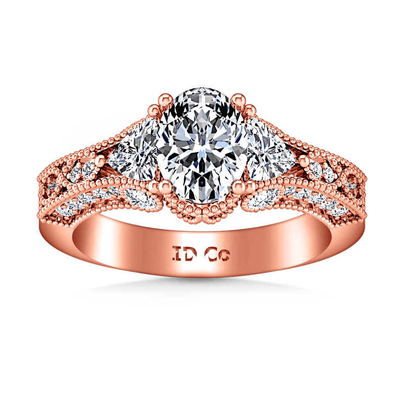 Pave Diamond Engagement Ring Heritage 14K Rose Gold