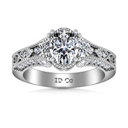 Pave Oval Diamond Engagement Ring Heritage 14K White Gold