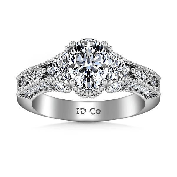 Pave Oval Diamond Engagement Ring Heritage 14K White Gold