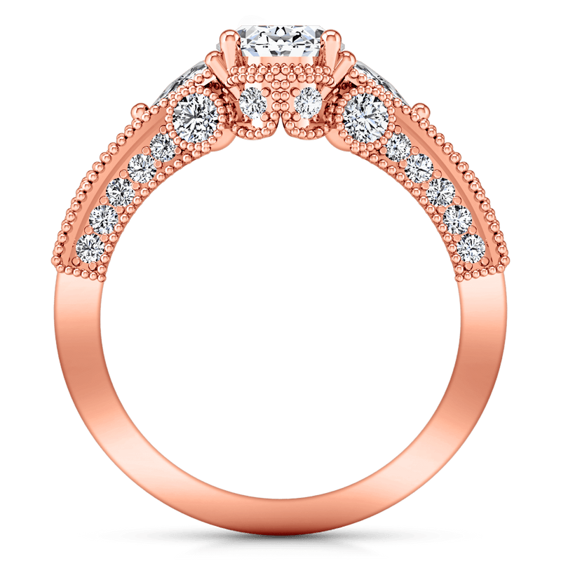 Pave Diamond Engagement Ring Heritage 14K Rose Gold