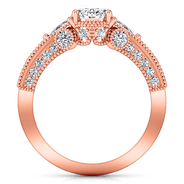 Pave Diamond Engagement Ring Heritage 14K Rose Gold