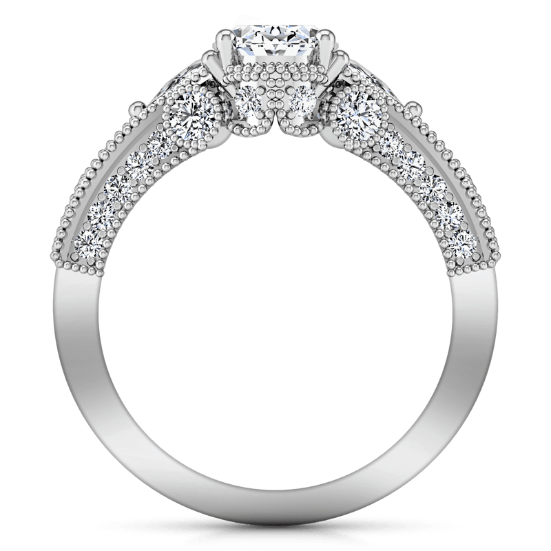 Pave Oval Diamond Engagement Ring Heritage 14K White Gold