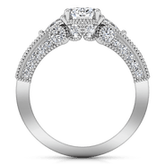 Pave Oval Diamond Engagement Ring Heritage 14K White Gold
