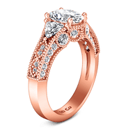 Pave Diamond Engagement Ring Heritage 14K Rose Gold