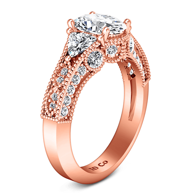 Pave Diamond Engagement Ring Heritage 14K Rose Gold