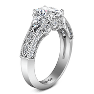 Pave Oval Diamond Engagement Ring Heritage 14K White Gold