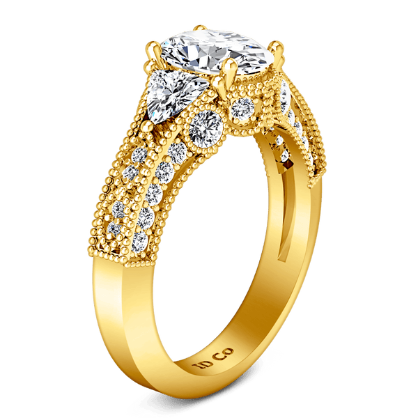 Pave Diamond EngagementRing Heritage 14K Yellow Gold