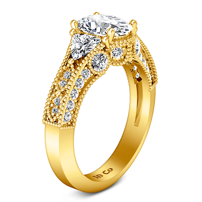 Pave Diamond EngagementRing Heritage 14K Yellow Gold
