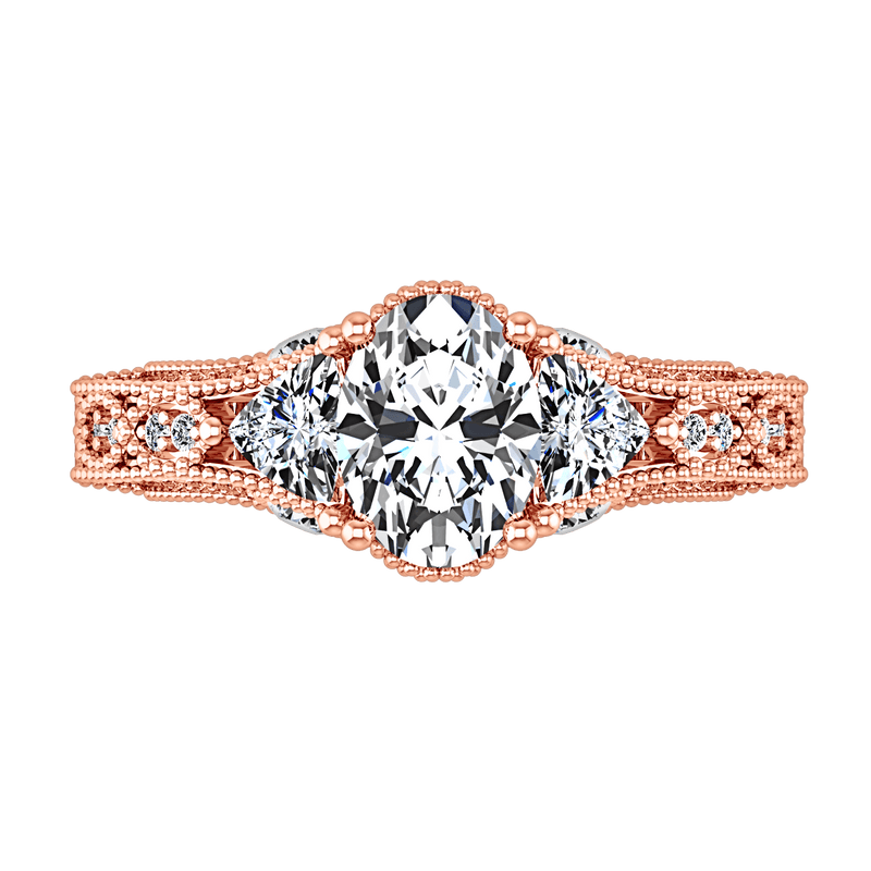 Pave Diamond Engagement Ring Heritage 14K Rose Gold