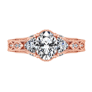 Pave Diamond Engagement Ring Heritage 14K Rose Gold