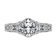 Pave Oval Diamond Engagement Ring Heritage 14K White Gold