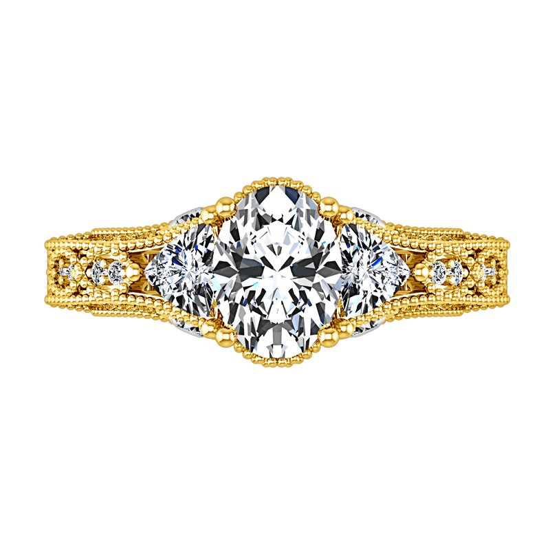 Pave Diamond EngagementRing Heritage 14K Yellow Gold