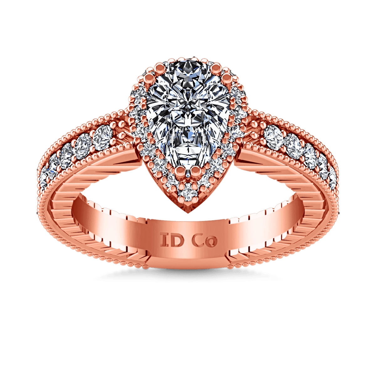 Halo Diamond  Engagement Ring Candence  14K Rose Gold