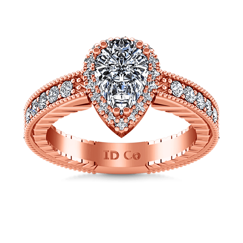 Halo Diamond  Engagement Ring Candence  14K Rose Gold