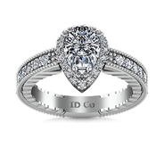 Halo Pear Diamond Engagement Ring Candence 14K White Gold