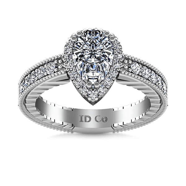 Halo Pear Diamond Engagement Ring Candence 14K White Gold