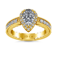 Halo Diamond  Engagement Ring Candence  14K Yellow Gold