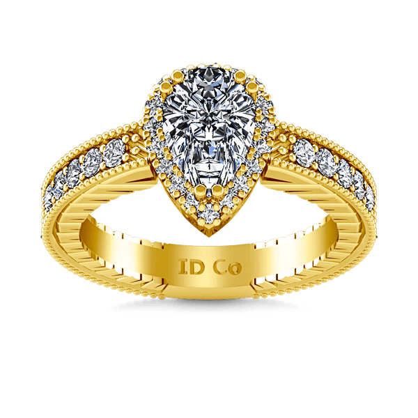 Halo Diamond  Engagement Ring Candence  14K Yellow Gold