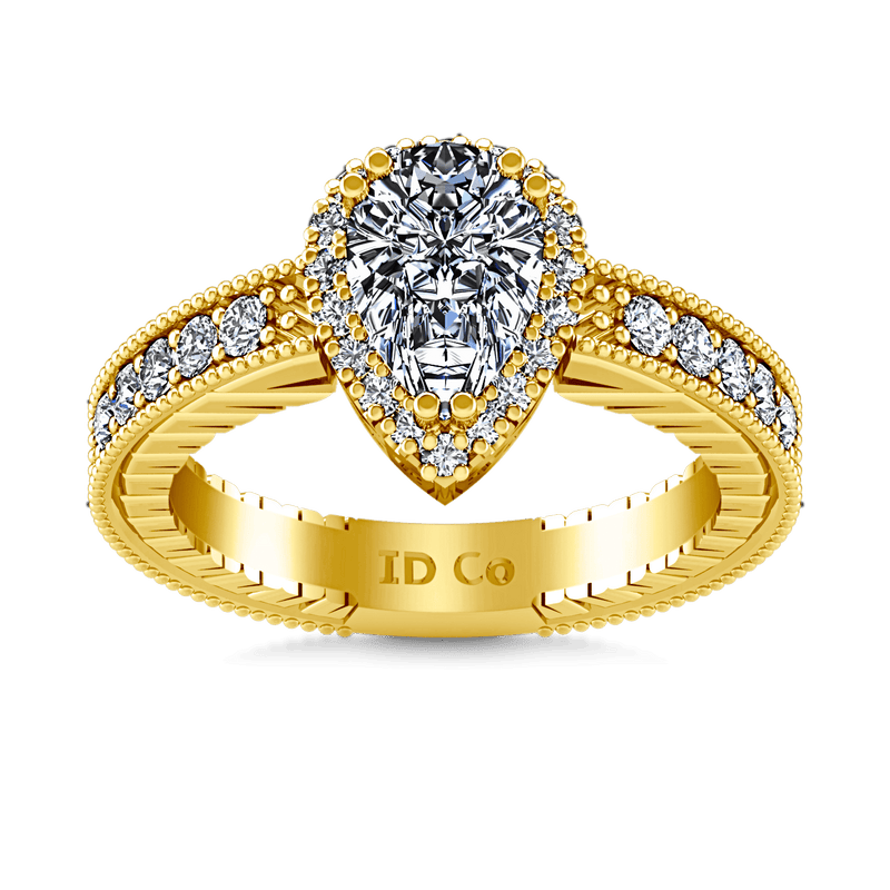 Halo Diamond  Engagement Ring Candence  14K Yellow Gold