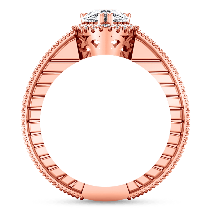 Halo Diamond  Engagement Ring Candence  14K Rose Gold