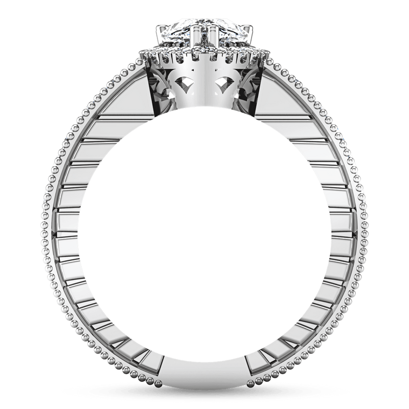 Halo Pear Diamond Engagement Ring Candence 14K White Gold