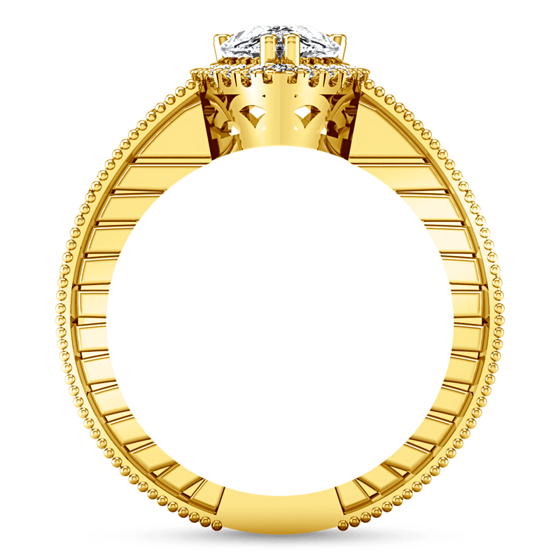 Halo Diamond  Engagement Ring Candence  14K Yellow Gold