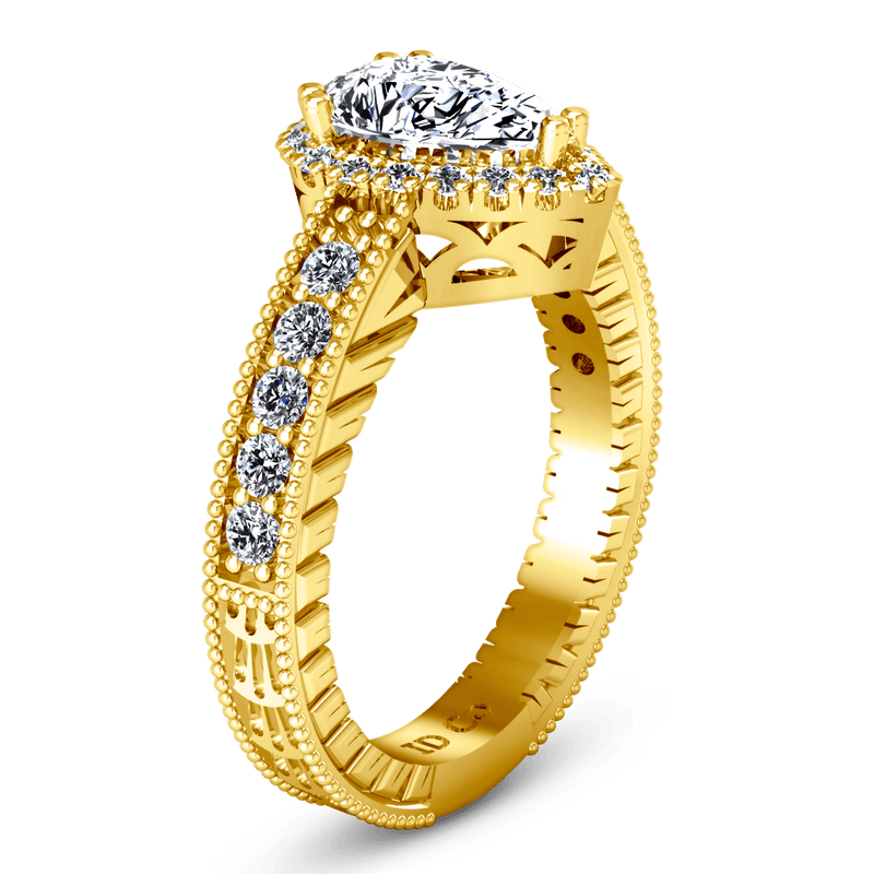 Halo Diamond  Engagement Ring Candence  14K Yellow Gold