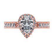 Halo Diamond  Engagement Ring Candence  14K Rose Gold