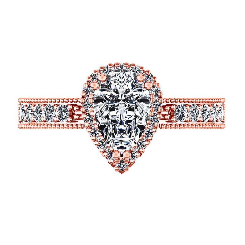 Halo Diamond  Engagement Ring Candence  14K Rose Gold