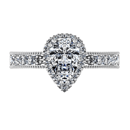 Halo Pear Diamond Engagement Ring Candence 14K White Gold