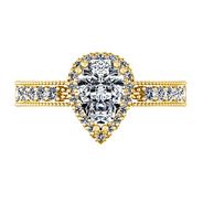 Halo Diamond  Engagement Ring Candence  14K Yellow Gold