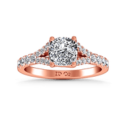 Pave Diamond Cushion Cut Engagement Ring Riverton 14K Rose Gold