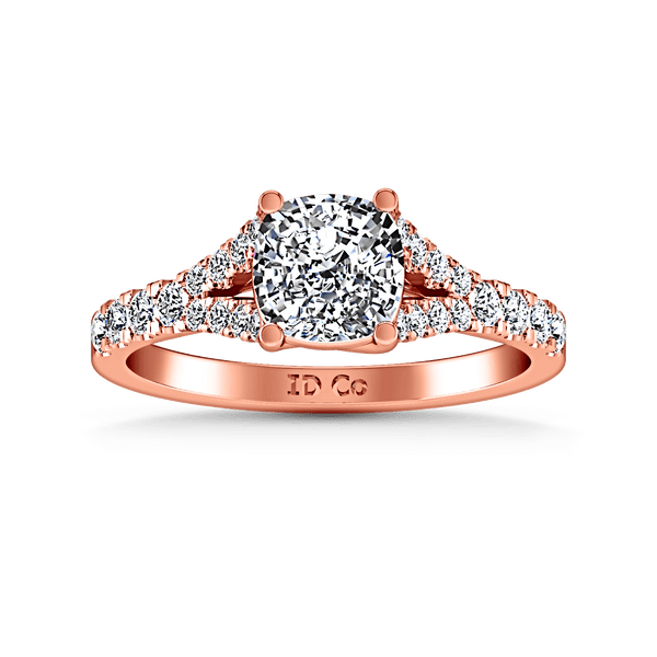 Pave Diamond Cushion Cut Engagement Ring Riverton 14K Rose Gold