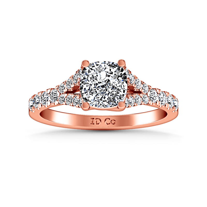 Pave Diamond Cushion Cut Engagement Ring Riverton 14K Rose Gold