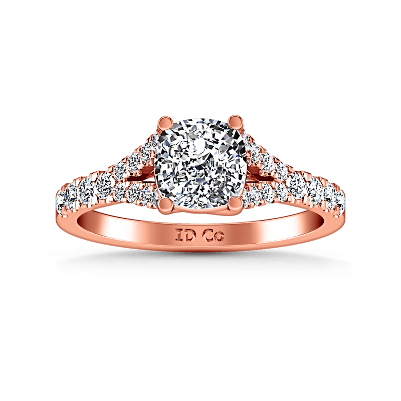 Pave Diamond Cushion Cut Engagement Ring Riverton 14K Rose Gold