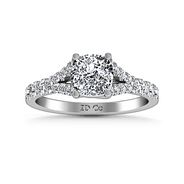 Pave Cushion Cut Diamond Engagement Ring Riverton 14K White Gold