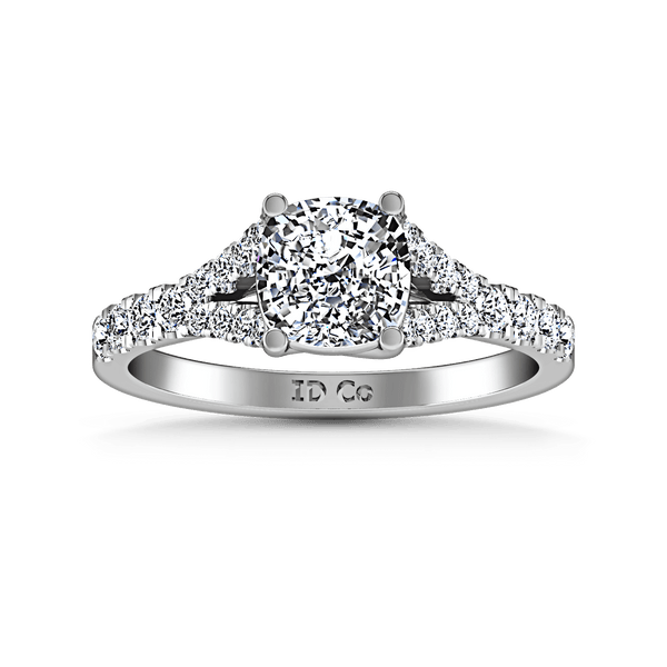 Pave Cushion Cut Diamond Engagement Ring Riverton 14K White Gold