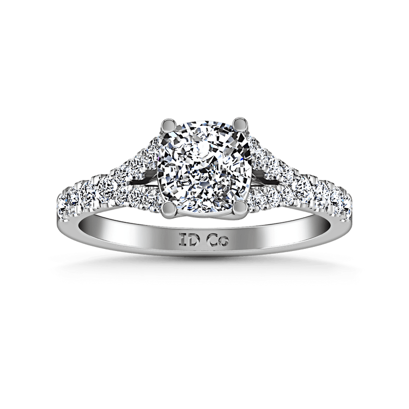 Pave Cushion Cut Diamond Engagement Ring Riverton 14K White Gold