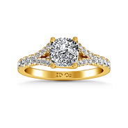 Pave Cushion Cut Engagement Ring Riverton 14K Yellow Gold
