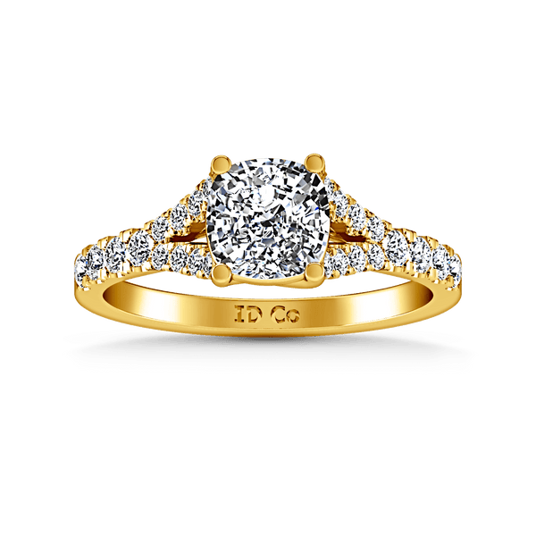 Pave Cushion Cut Engagement Ring Riverton 14K Yellow Gold