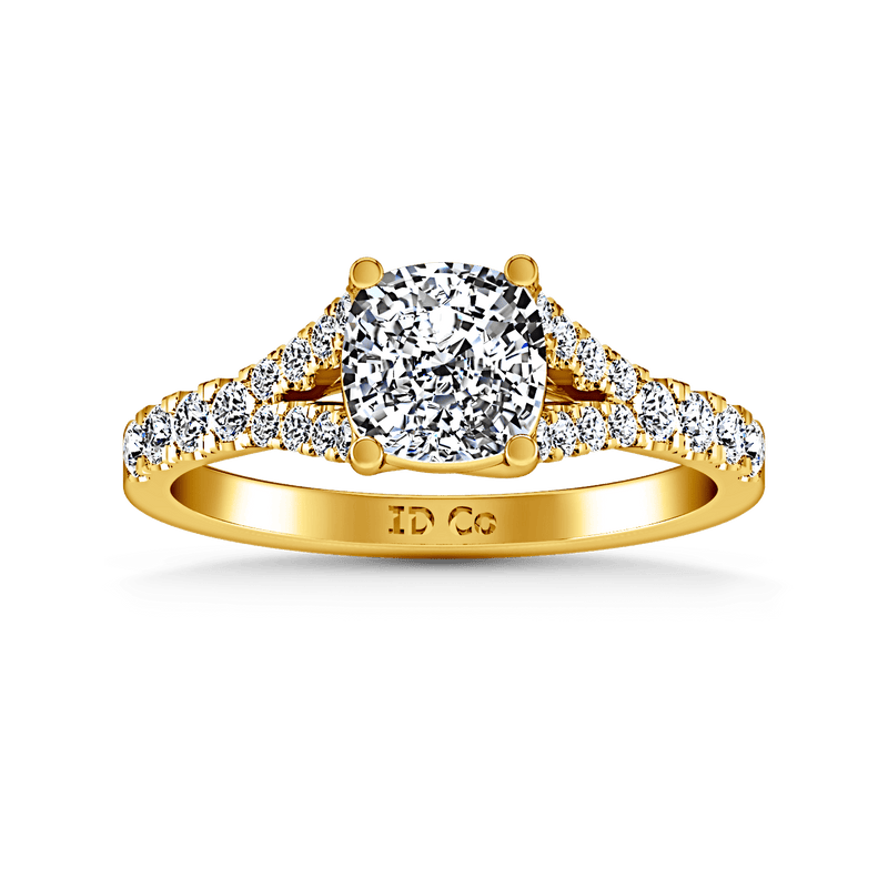 Pave Cushion Cut Engagement Ring Riverton 14K Yellow Gold